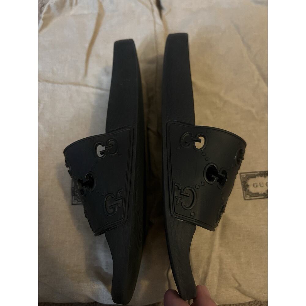 Gucci Rubber GG Logo Pursuit Slides Sandals Black Women’s Size 41 Authentic - Picture 4 of 10